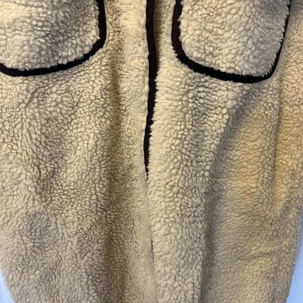 Free People Cream Teddy Jacket with Brown Accents